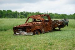 Truck with bullet holes